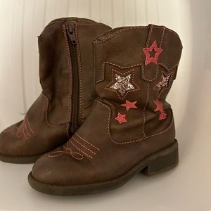Little Girls size 8 Cowboy Boots, brown /pink